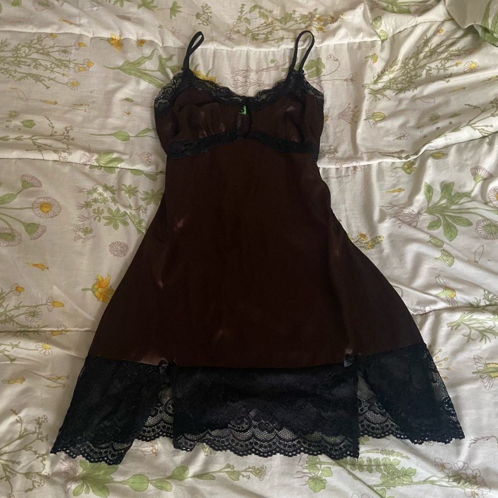 Tunnel Vision brown slip dress